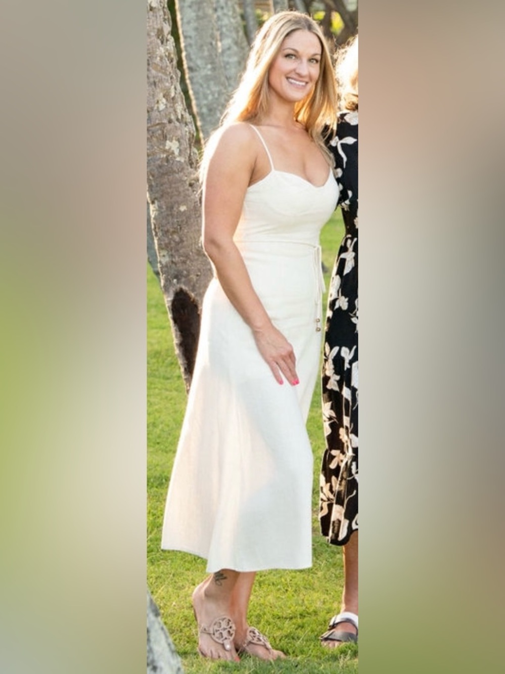 Petal & Pup - Elaina Dress - Beige - Size 6 - Linen Maxi Dress